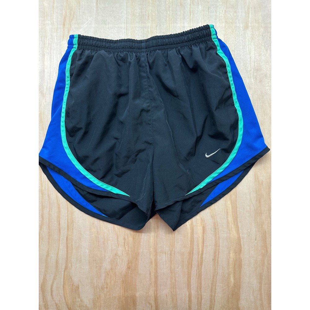 Nike Dri-FIT Tempo Running Shorts Black Blue Teal Women XS Athletic Gym Workout